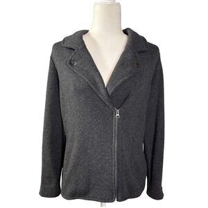 Adrienne Vittadini Women's Large Gray‎ Moto Relaxed fit Jacket Merino Wool blend